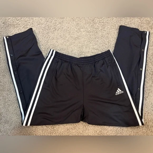 🤍🖤adidas • VINTAGE • black w/ white trim breakaway sweatpants • XL - Picture 8 of 11